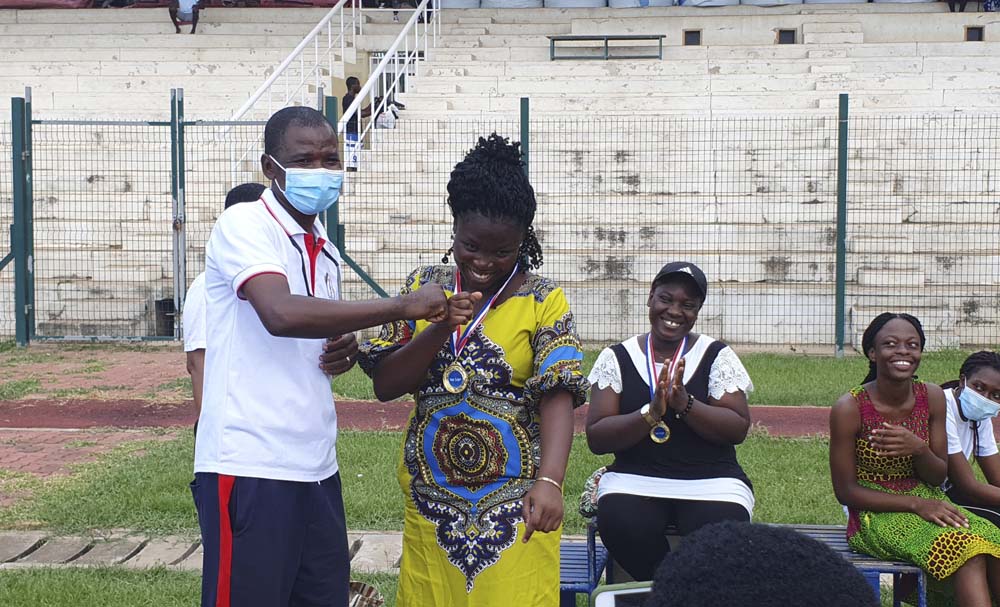 Participants receiving medals