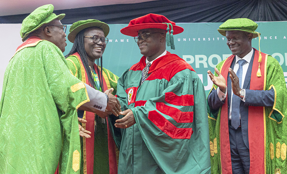 From Left: Professor Ellis Owusu-Dabo, Pro Vice-Chancellor, Professor (Mrs.) Rita Akosua Dickson, Vice-Chancellor, Professor Alexander Yaw Debrah and Mr. Andrews Kwasi Boateng, Registrar